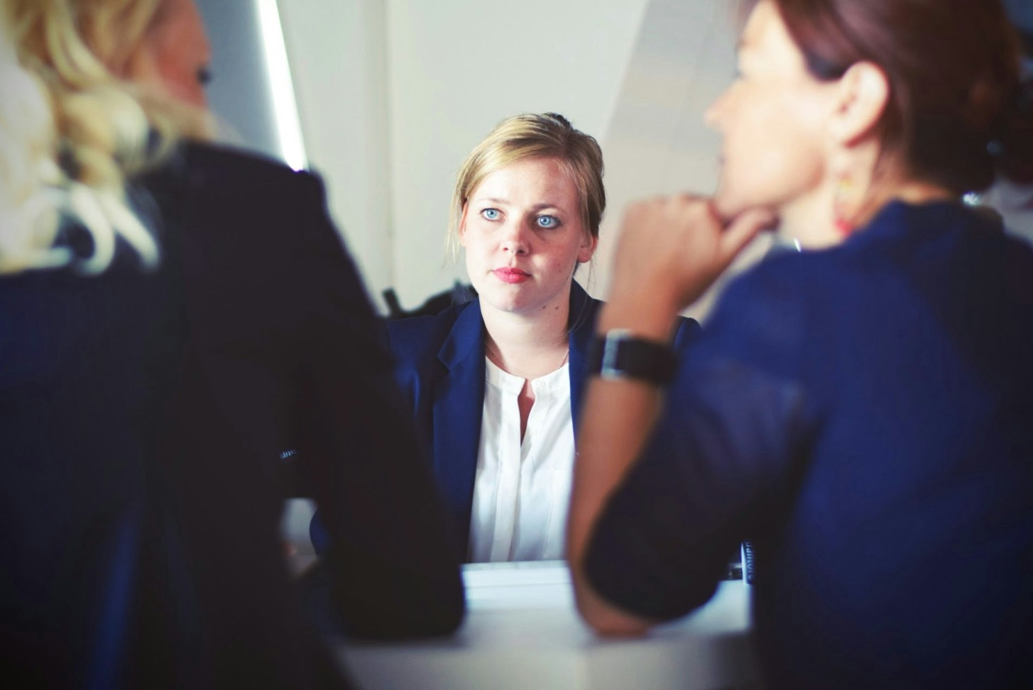 Employees discussing